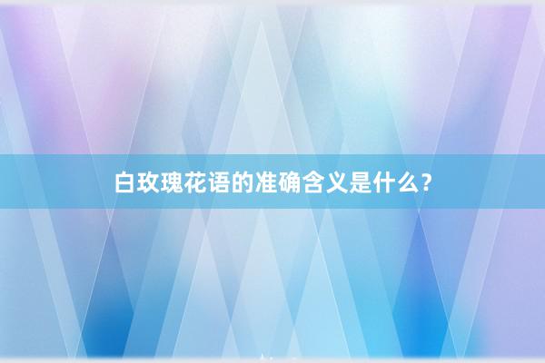 白玫瑰花语的准确含义是什么？